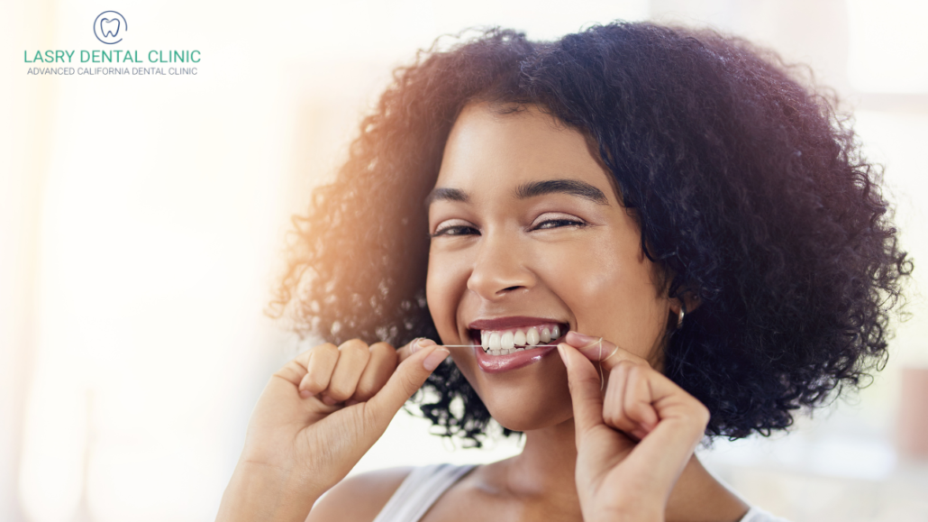 woman flossing because she knows why oral health is important